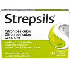 Strepsils Citrón bez cukru, 24 pastiliek