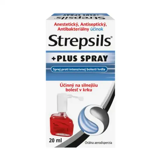 Strepsils Plus Spray 2,23 mg/ml + 4,46 mg/ml + 6,0 mg/ml orálny sprej, roztok