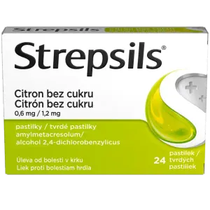 Strepsils Citrón bez cukru, 24 pastiliek