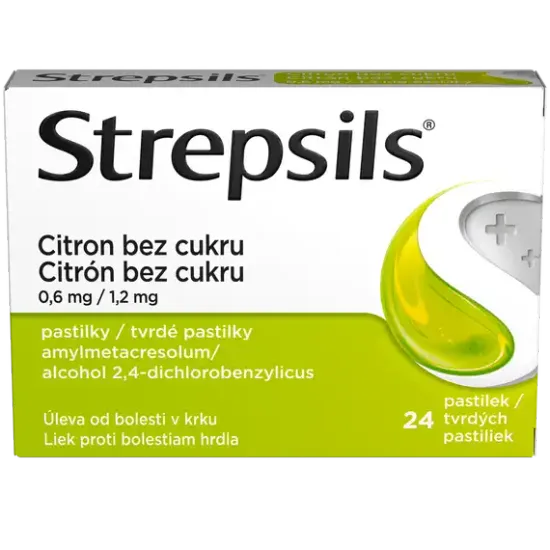 Strepsils Citrón bez cukru, 24 pastiliek