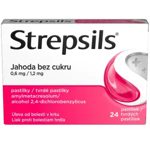 Strepsils Jahoda bez cukru, 24 pastiliek